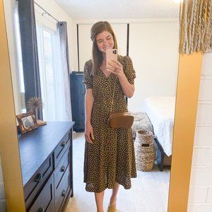 Madewell NWT Button-Cuff Midi Dress in Woodcut Flowers Size 00